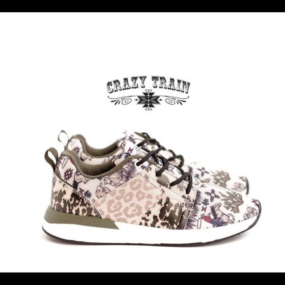 Crazy Train Shoes - Retro Vintage Cowboy Sneakers, Western Yeehaw